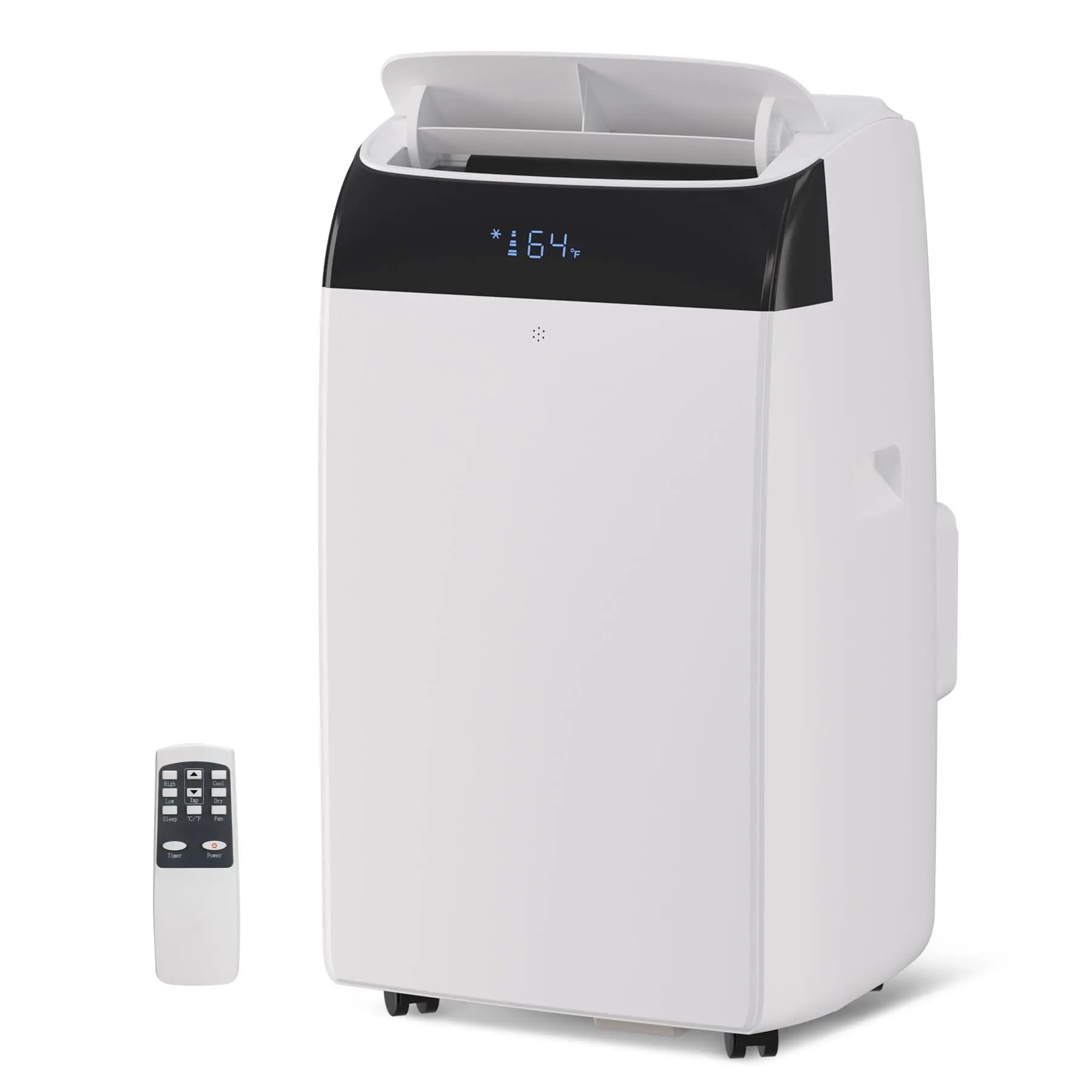 Garvee Energy Efficient Inverter Portable AC - 14,000 BTU Dual Hose Unit with Heat Pump, Dehumidifier, 3 Fan Speeds, All-Season 3-in-1 Versatility, Quiet for 450 Sq.Ft Living Rooms, Apartments, Bedrooms, Remote Included