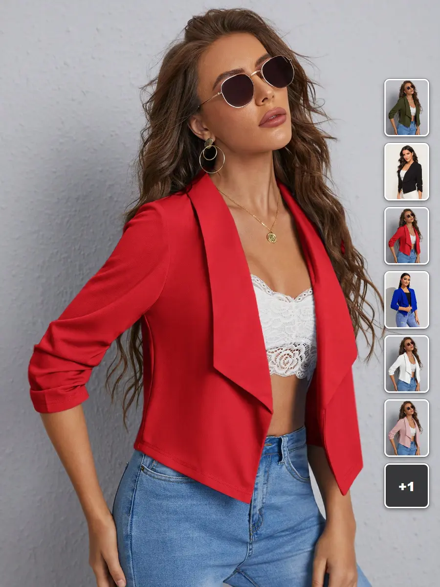 Blazer Jacket Shawl Collar Open Front Business Casual Workwear Fall Winter