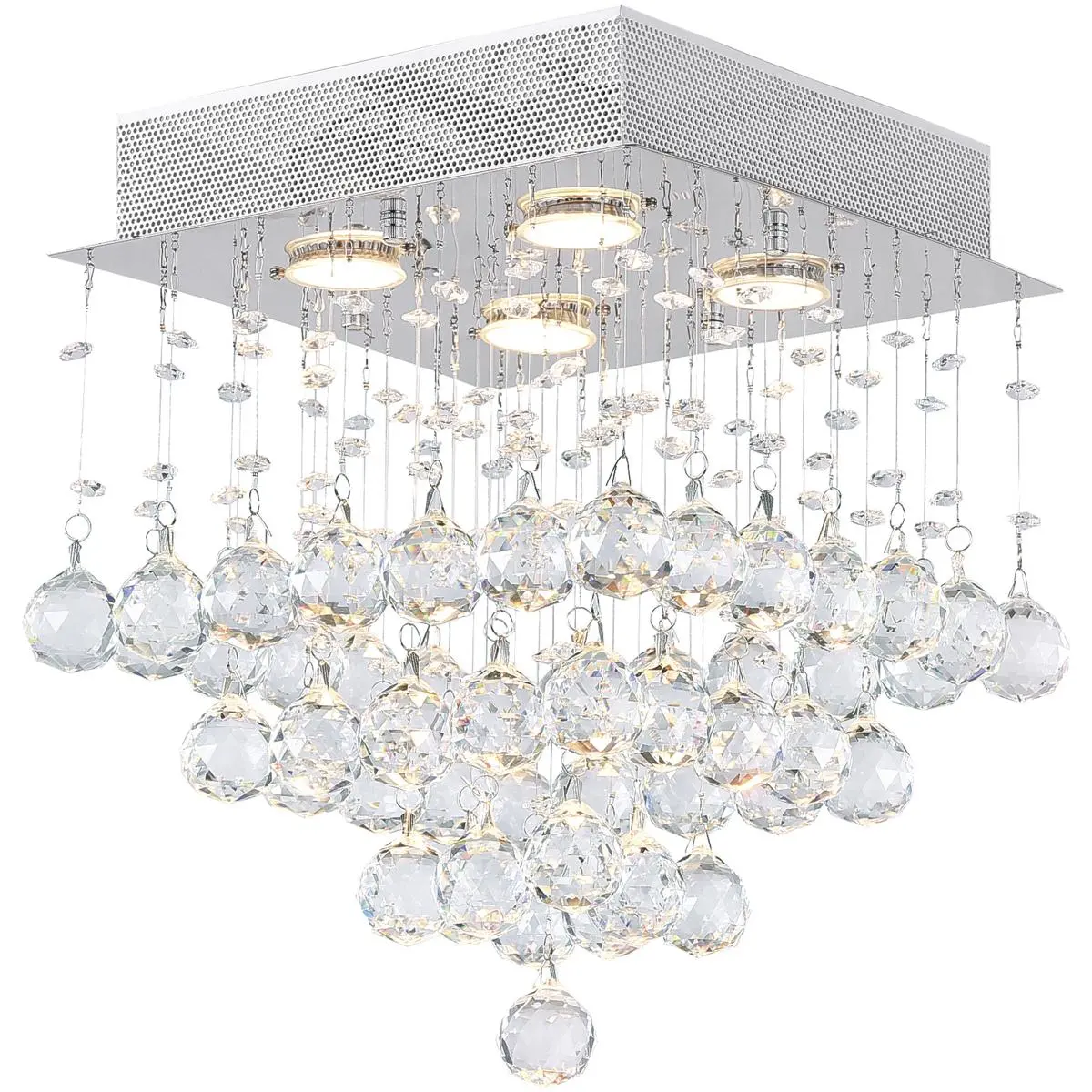 CWI Lighting Square 4 Light 12 inch Chrome Flush Mount Ceiling Light 6601C12C-S