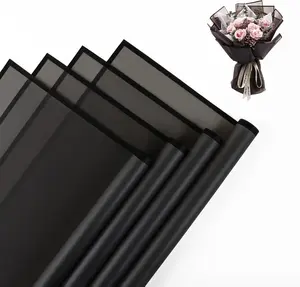 [New Deal]  - 20 Sheet Flower Wrapping Paper - Waterproof Floral Bouquet Wrapping Paper, Florist Supplies Packaging Paper for Wedding Birthday Gift DIY (Translucent Black)