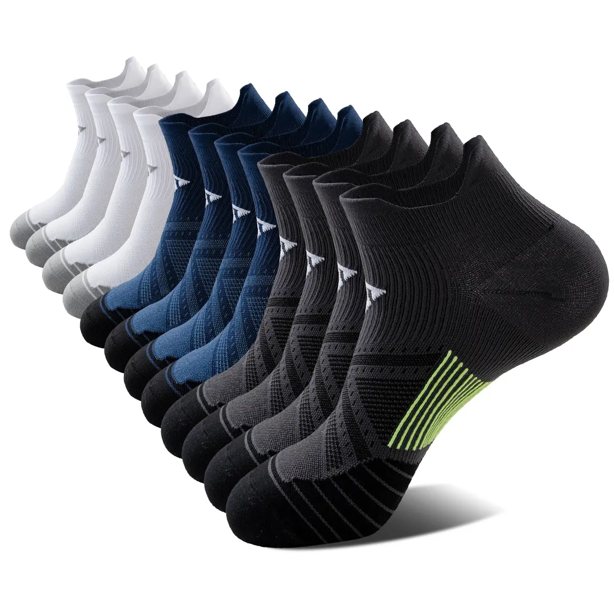 NEXFORMX Men’s Compression Low Cut Socks 6 Pairs Athletic Sports Socks with Targeted Compression Zones Arch Support Moisture-Wicking