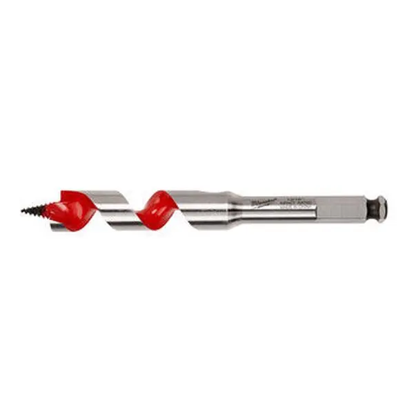 Milwaukee 48-13-0813 13/16" x 6" Ship Auger Bit, Polished and Coated Flute Finish, for Deep Drilling on Piers, Playground Equipment, Rope Applications, Through-Center Cutting Design
