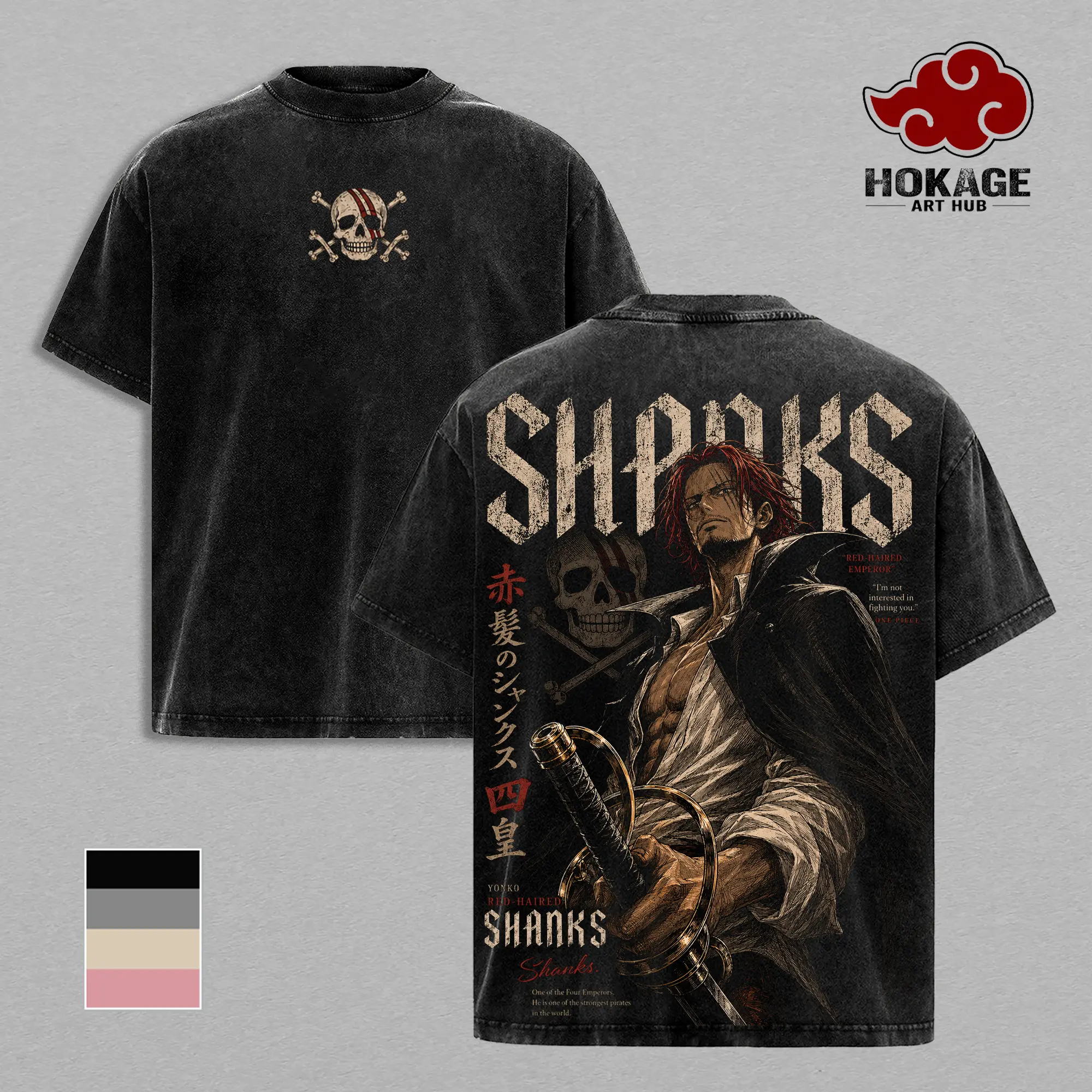 Shanks OP T-Shirt, Red Hair Yonko Graphic Tee, Back Print Vintage 90s Anime Shirt, Graphic Tees Men, Trendy Tshirts, Men's T Shirts, OP Streetwear, Unisex Cotton Distressed Tee, Merch For Men, Men Fashion Graphic Tee