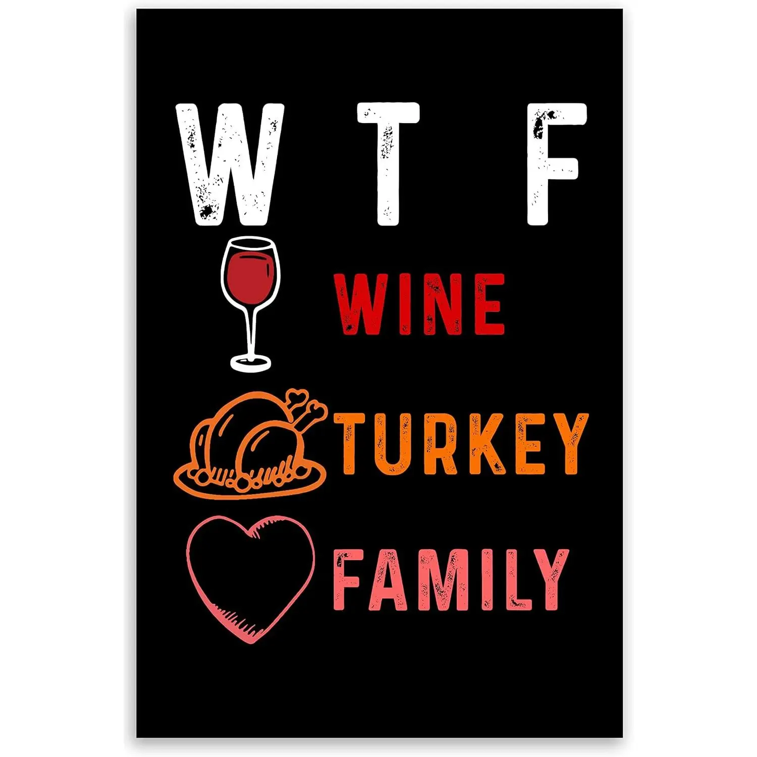 Thanksgiving Wall Poster Funny Wtf Wine Turkey Family Holiday Gift Wall Art Print Poster Home Decor 16 20