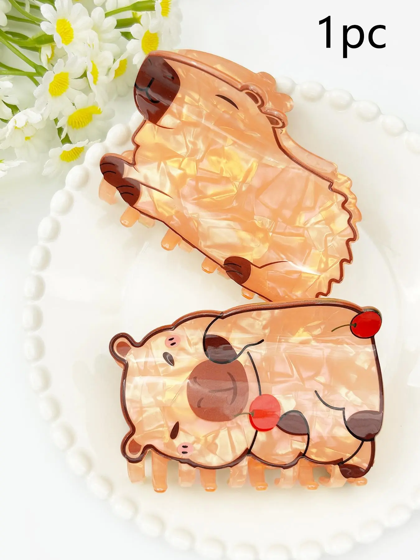 1pc women's hair accessory, Cute Hair Accessories, cute clips, Acrylic Clips, Fun Hair Clips, cute animal holding fruit, cute sleeping water dolphin clip hair accessory, hair accessory for vacation and travel, women's hair accessory for daily