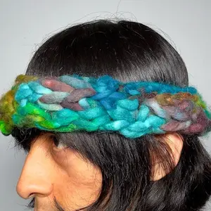 Crochet Headband blue green Wool Cowl