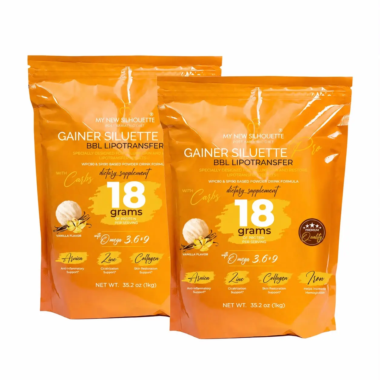 Kit 2 Proteins Gainer Siluette Pro | Post BBL Suport Kit 2 Proteins Gainer Siluette Pro | Post BBL Suport
