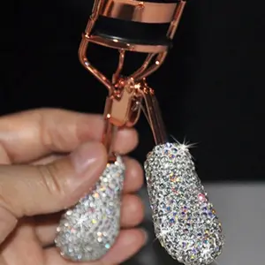 Rose Gold Rhinestone Lash Curler with Sparkling Crystal Accents for Elegant Eyelash Styling