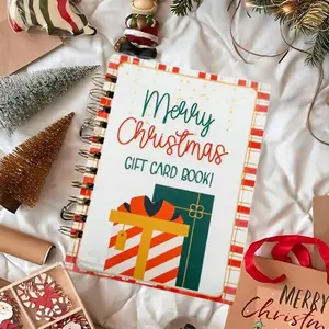 Christmas Greeting Card Holder Book & Gift Notebook - 34-Page Spiral Bound Keepsake book with Themed Pages for Coffee, Movie, Book & Treats, Blank Back Pages for Notes, Photos or Letters, Perfect Secret Santa & Stocking Stuffer Gift for Holiday Cheer