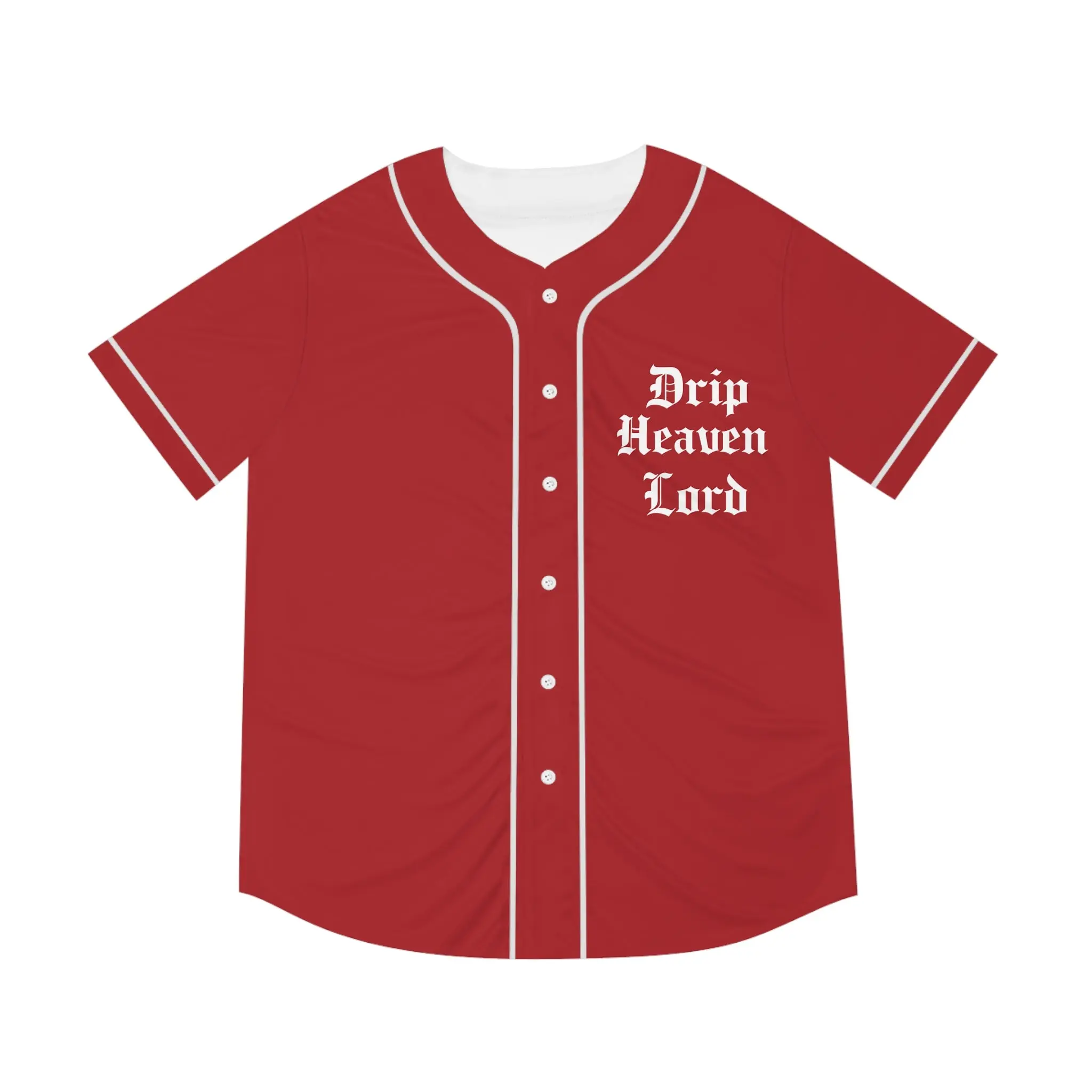 Drip Heaven Lord – Gothic Script Men’s Baseball Jersey (Red)