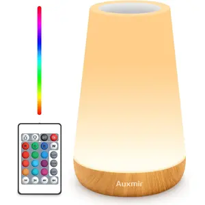 Rechargeable LED Night Light, Touch & Remote Control Bedside Lamp with 13 Colors, 5 Brightness Levels, Portable Table Lamp for Kids Baby Nursery, Bedroom, Bathroom, Camping, Light Brown
