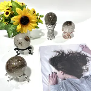 60mm Green Phantom Quartz Ghost Phantom Ball With Stand Set Sphere Decorative Ball Meditation Witchcraft Healing Stone Home Decoration