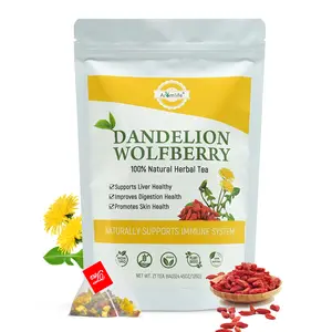 Aromlife Natrual 21 Bags Dandelion Wolfberry Tea Supports Liver Health, Organic Liver Detox Dandelion Root Tea for Digestion Health, Caffeine-free Goji Berry Herbal Tea for Skin Health