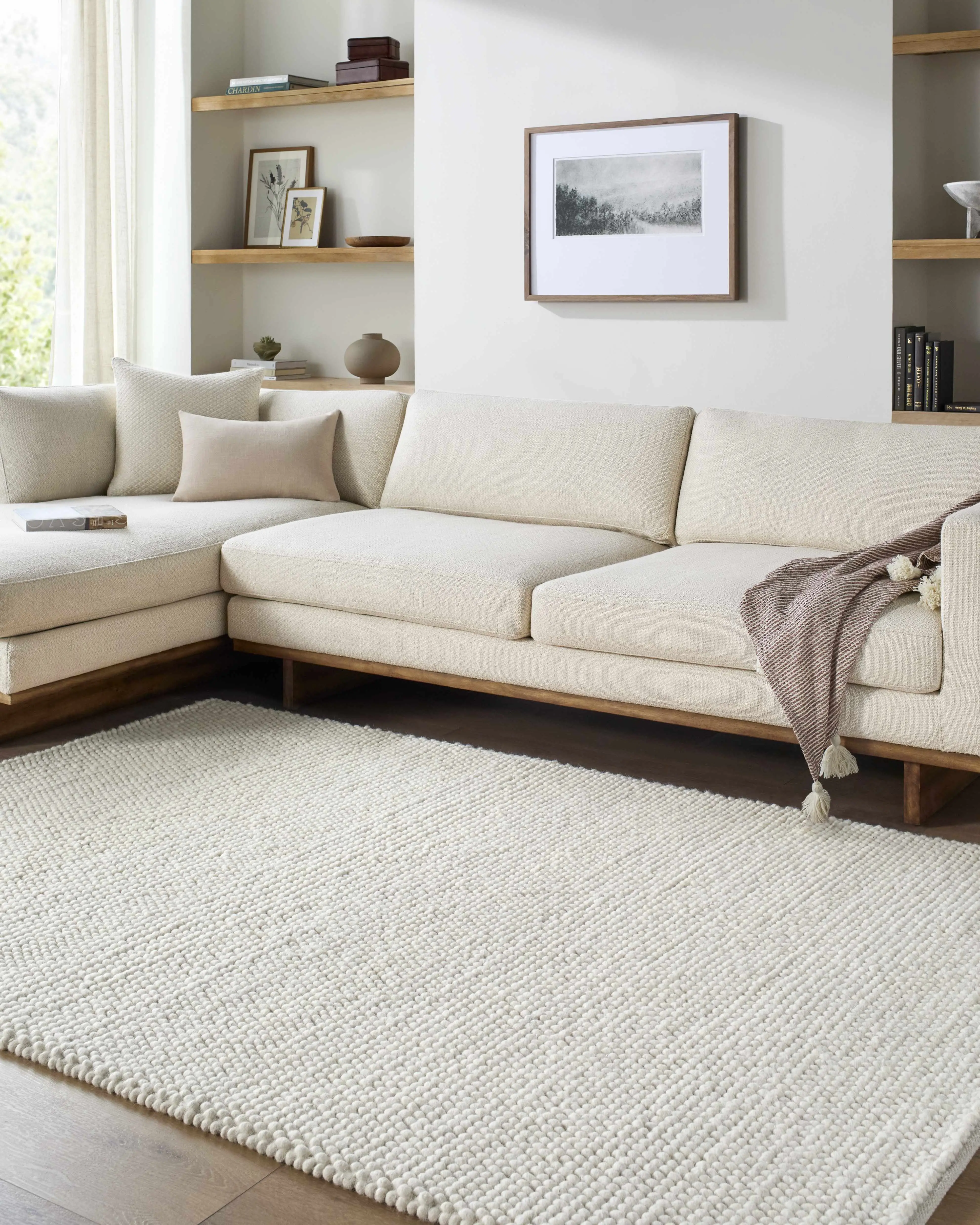 Clayne Beige Premium Wool Rectangle Area Rug - Multi-Size, Room Decor, Living Room Inspiration for Cozy Home Interiors (Snug as a Bug in a Rug)