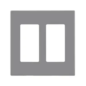 Leviton 3004978 Decora Light Gray 2 Gang Polycarbonate Screwless Wall Plate