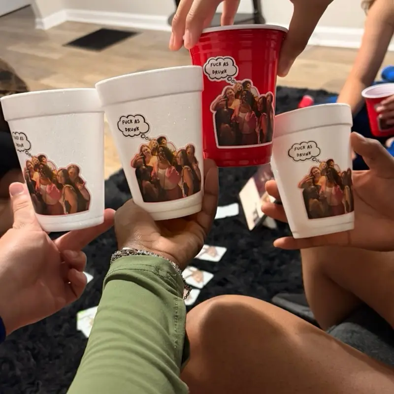 16oz Personalized Cups Set - Custom Plastic or Styrofoam, Disposable or Reusable Party Supplies for Adult Birthday, Anniversary Ceremony Events