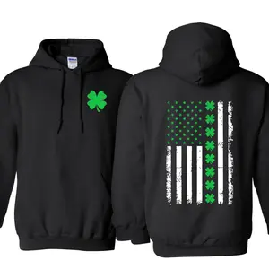 St. Patrick’s Day American Flag Hoodie, Lucky Shamrock Graphic Pullover, Soft Cotton Long Sleeve, Trendy Irish Pride Hoodie|st patrick’s day hoodie|american flag shamrock hoodie|irish clover hoodie|st patricks day outfit men women