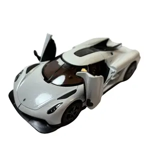 KINSMART 1:36 Scale Koenigsegg Jesko Absoult Die Cast Metal Model Toy Car, White Color, Door Openable, Pull Back and Go Action, 2025 Edition