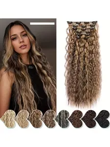 Women's Hair Accessories-6pcs/set Long Curly Wavy Hair Pieces Synthetic Clip In Hair Extensions Elegant Natural Looking for Daily Use Synthetic Hairpieces