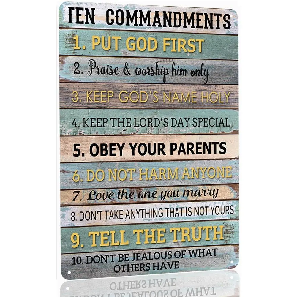 The Ten Commandments Metal Tin Sign 10 Commandments Wall Art Decor Ten Commandments Poster 8X12 Inch
