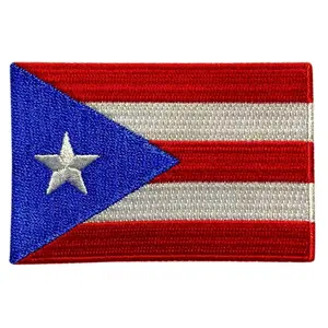 Original Puerto Rico 2PC State Flag Hook Fastener Patch 3x2 Inch for Uniforms and Gear