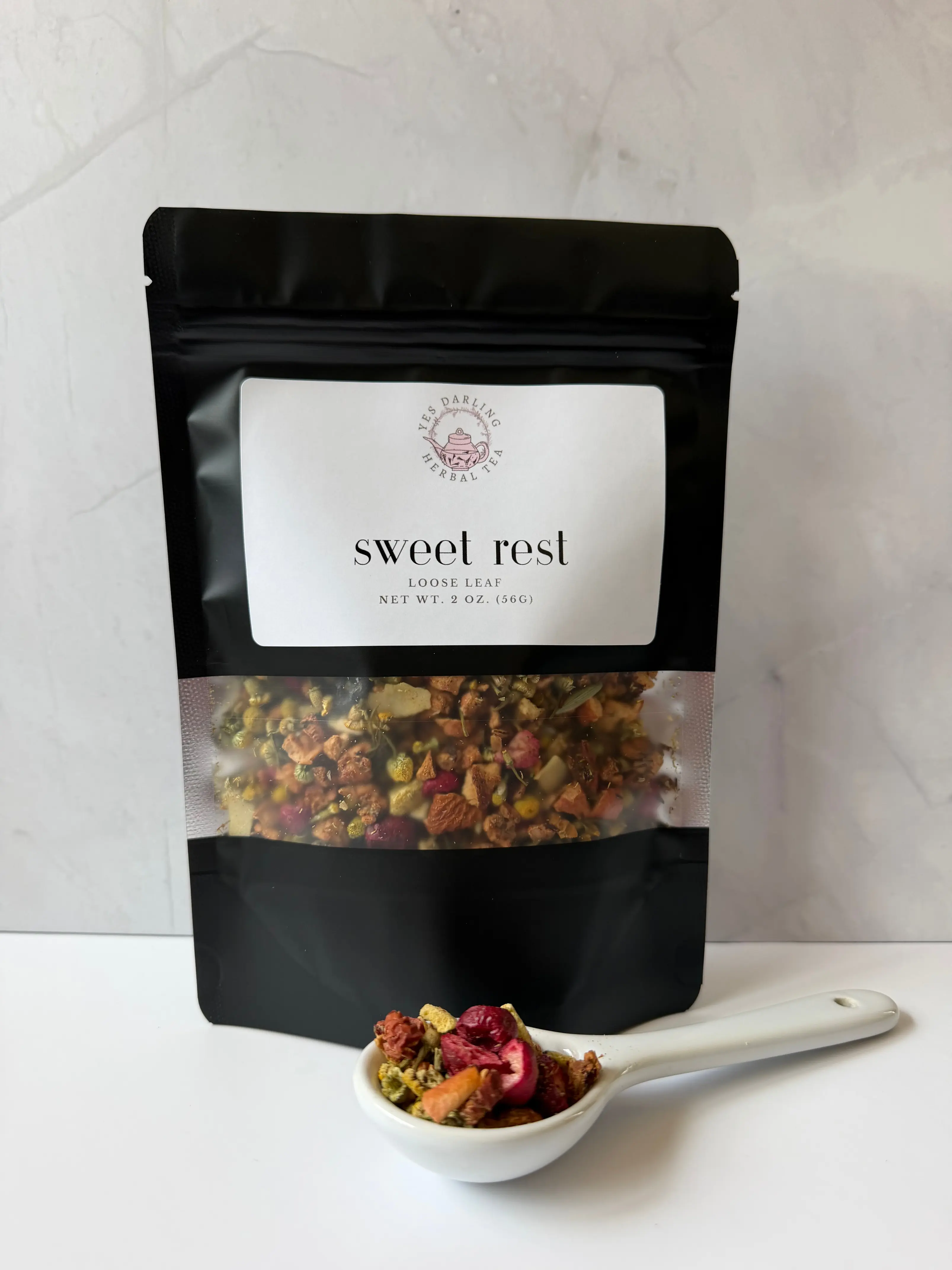 Sweet Rest – Caffeine-Free Bedtime Tea with Chamomile & Cherries