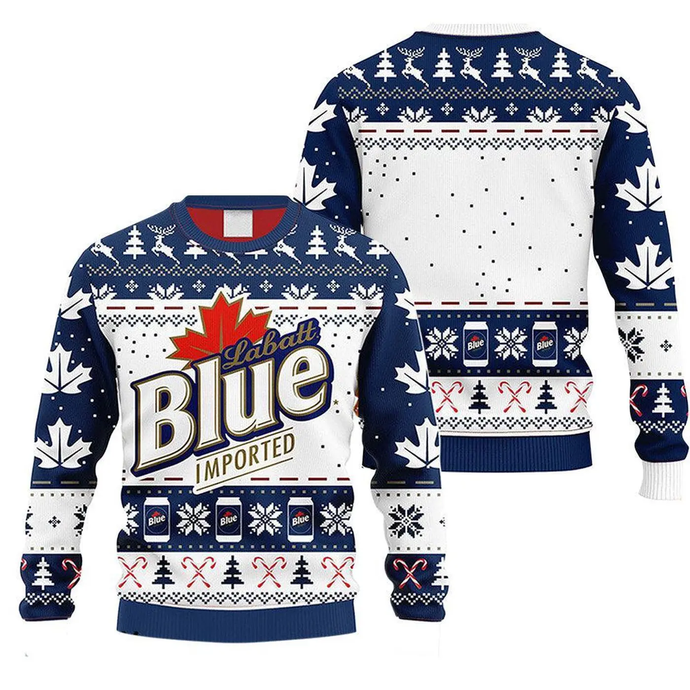 Labatt Blue Christmas Ugly Sweater with Snowflakes - Festive Holiday Fashion