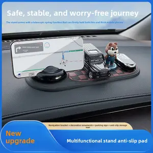 Universal Car Phone Stand Anti-Slip Mat with Sunglass Organizer Ticket Display Multi-Functional Dashboard Mount for Navigation Car Phone Holder