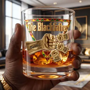 The Black Father 11oz Whiskey Glass, Personalized Gifts For Dad