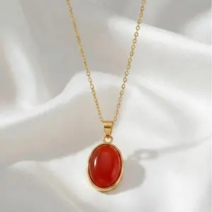 CARNELIAN ATTRACTION PENDANT CHAIN NECKLACE  | 18K Gold Filled - Attracts love, passion, and soulmate energy | Woman Jewelry