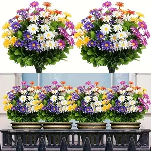 Artificial Flower, 12pcs/set Mixed Color Daisy Flower Bouquet, Lifelike Fake Plant, UV Resistant Faux Flower, Suitable for Home, Hotel, Office, Wedding, Party Garden Decoration, Fruit
