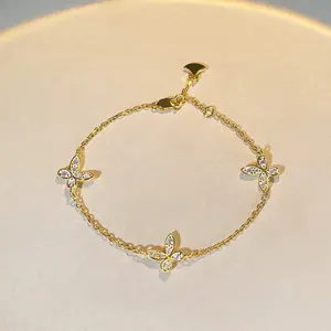 [ASM-BC123] S925 sterling silver Moisanne bracelet female D color excellent white Moissanite butterfly bracelet moissanite bracelet