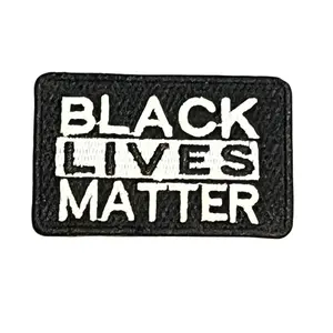 Black Lives Matter Embroidered Iron on Sew on Patch Badge 6.5 cm X 4 cm Black and White Text Design