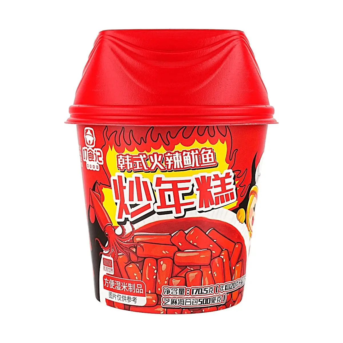 DINGSHIJI Korean Spicy Stir-Fried Rice Cakes Tteokbokki Cup - Extra Hot & Flavorful 170.5g, Authentic Korean Snack