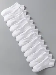 Women's 12 Pairs Solid Ankle Socks, Low Cut Comfy Breathable Plain Socks for Women, Multipack No Show Invisible Socks, Women's Socks & Hosiery