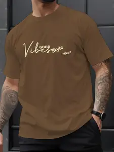 Men's Summer Micro-Stretch Comfort Round Neck Printed T-Shirt, Fashionable Trendy Wear, Best Choice for Men, Casual Stylish Tee