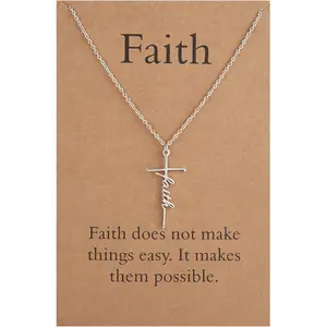 Women's Personalized Faith Cross Pendant Necklace - Christian Custom Religious Jewelry, Ideal for Mother's Day, Anniversary Gifts