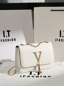 Quilted Crossbody Bags for Women Vegan Leather Purses Small Classic Flap Shoulder Handbags with Chain Strap