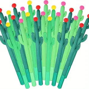 Cactus Shaped Gel Pen (5 Counts), Creative Writing Pen, Funny Teacher Pens, Writing Pen for Home School Office, Office Stationery & Supplies, Aesthetic Pens