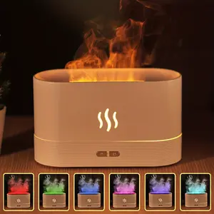 6-Color Simulated Flame Humidifier, Simulated Flame-Shaped Smoke Design, Used in Dim Rooms, the Smoke Effect Is Clearer, Essential Oil Can Be Added as Air Aromatherapy Diffuser, Suitable for Families, Office Decorations, Gifts, Ambience Light.