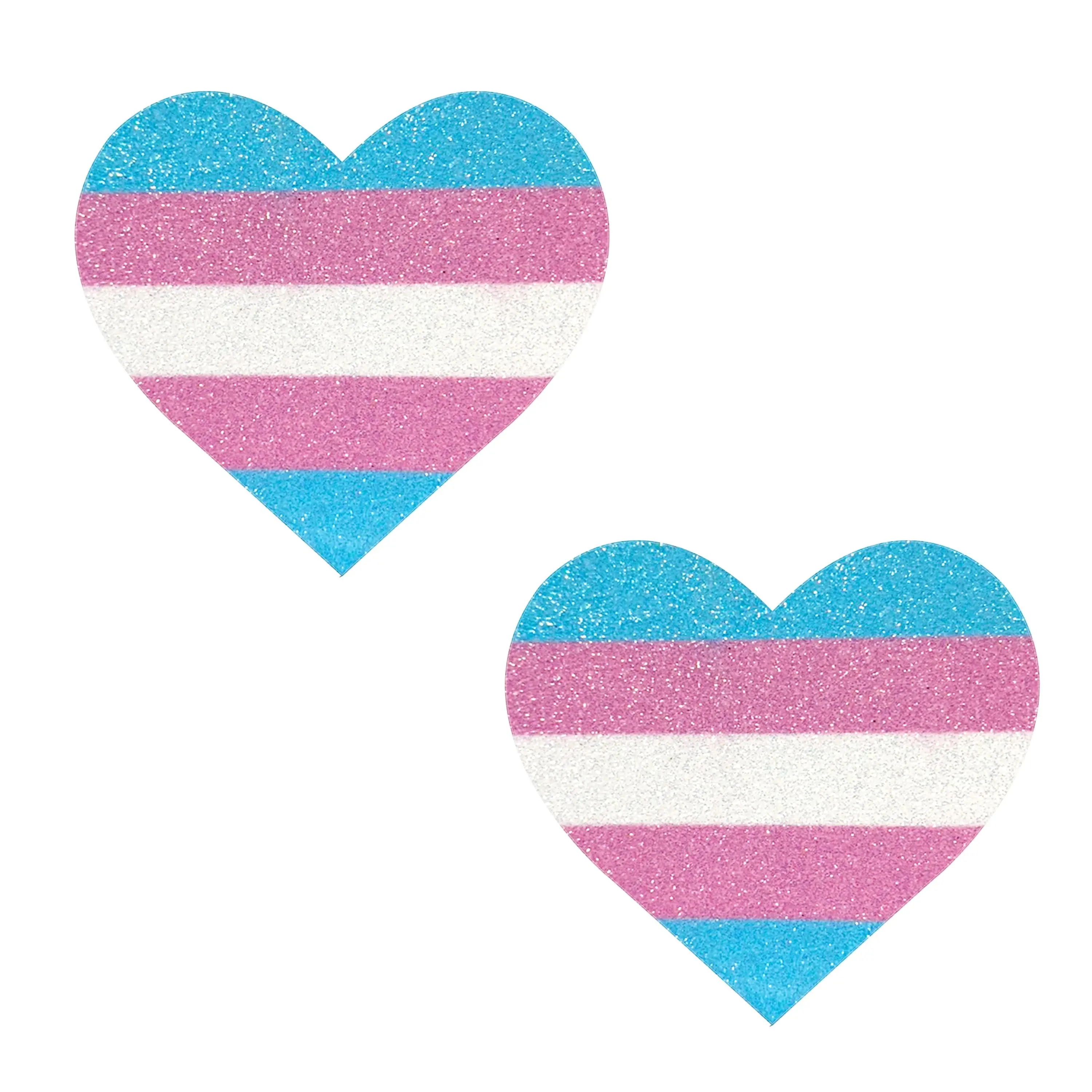 Trans Flag Hearts of Pride Glitter Nipple Cover Pasties
