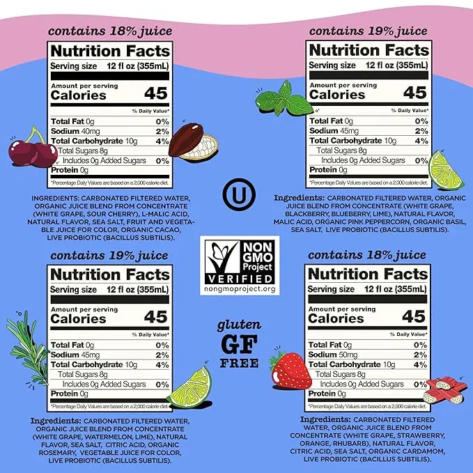 Culture Pop Soda JAZZY & JUICY Variety Pack - Strawberry, Wild