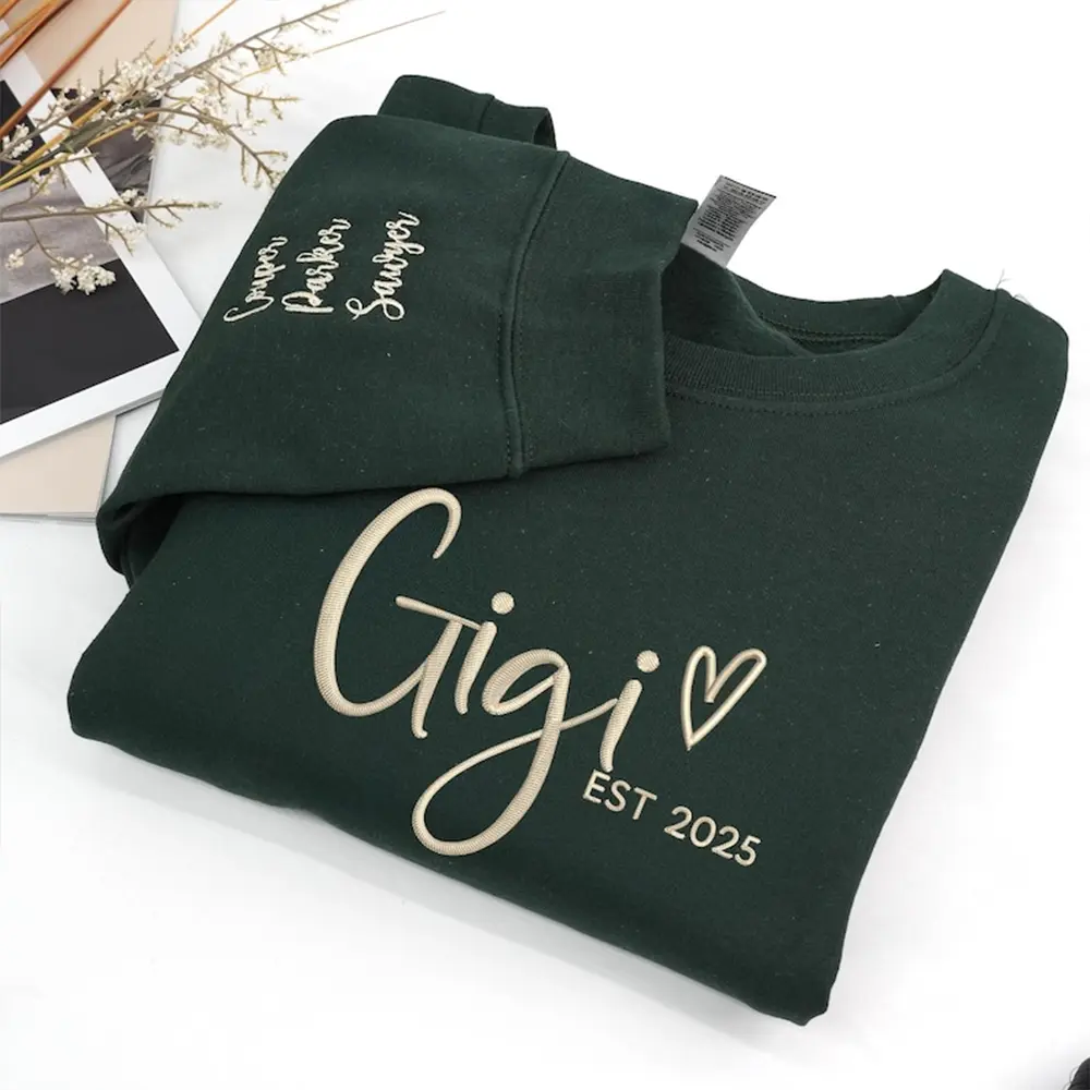 Embroidered Custom Gigi Sweatshirt, Personalized Grandma Crewneck with Grandkids Names, Grandparents Gift for Women