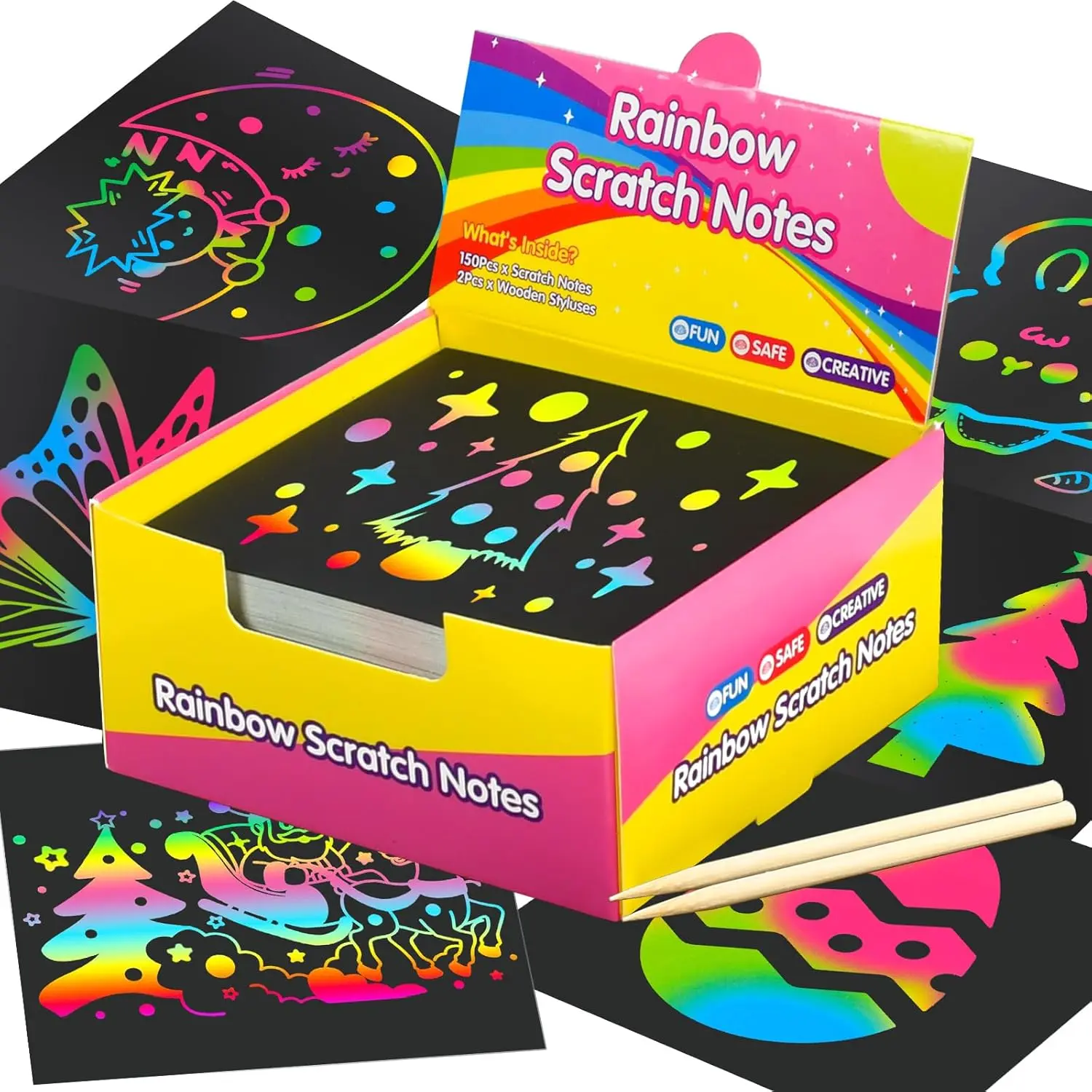150 Sheets Rainbow Scratch Paper Mini Notes – Friendship Day Gift for Besties, Fun Scratch Art Crafts for Kids & Teens