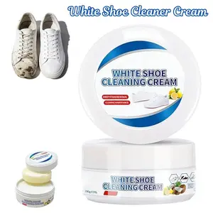 White Shoe Cleaner Cream, Rinse-Free Stain Remover Paste for Sneakers & Soles, Multi-Functional No-Wash Cleaning Kit with Sponge ((210g / 7.4oz, 1PC))