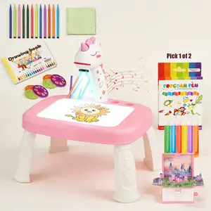 Drawing Projector for Kids, Art and Crafts, Drawing Board with Music, Color Pens，3D color pens or pop-up activity books， Ideal Toy for 3+ Year Old Girls & Boys (Unicorn Kit)