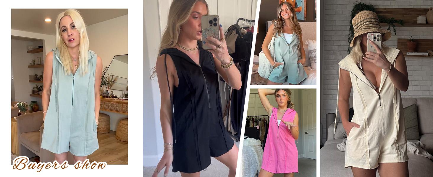 Tanming women's Short Half Zipper Sports Jumpsuit for Fitness Outdoor Leisure Springfresh Sleeveless Loose Hoodie for women  for Hyrox