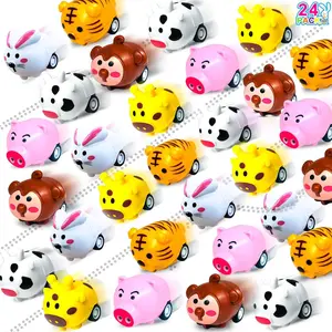 24 Pack Pull Back Animal Vehicles, Mini Animal Pull Back Car Toys for Toddlers 1-3, Baby Car Toys for 12-18 Months, Birthday Gift Party Favors Classroom Prizes Goodie Bag Stuffers for Boys Girls Kids