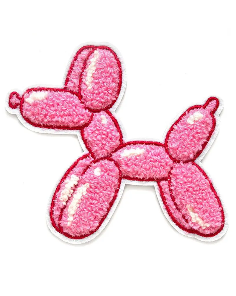 Fuzzy Texture Balloon Animal Dog Chenille Patch - Heat-Cut Edge, Iron-On Back for Sewing, Embroidery Supplies