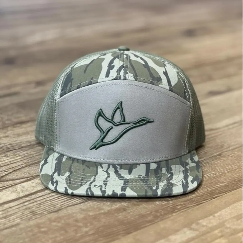 Combat Waterfowl Bottomland Gator Camo 7 Panel Hat 2026 – High Crown Hunting Snapback Cap | Adjustable Outdoor Streetwear Hat 2026